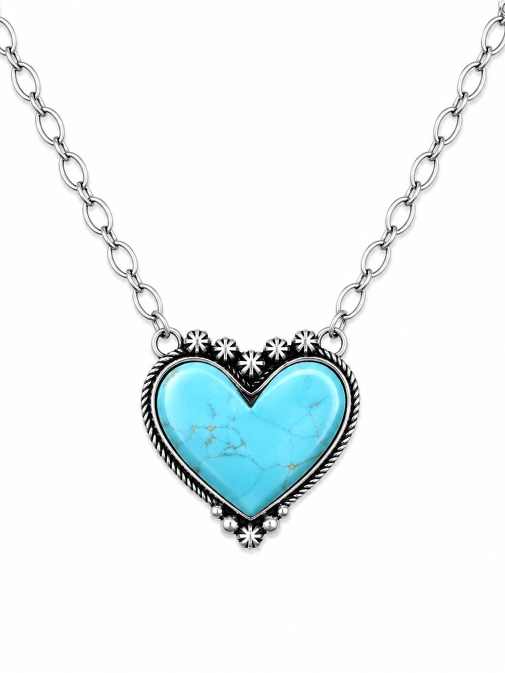 Turquoise Heart Pendant Necklace – Southwestern Boho